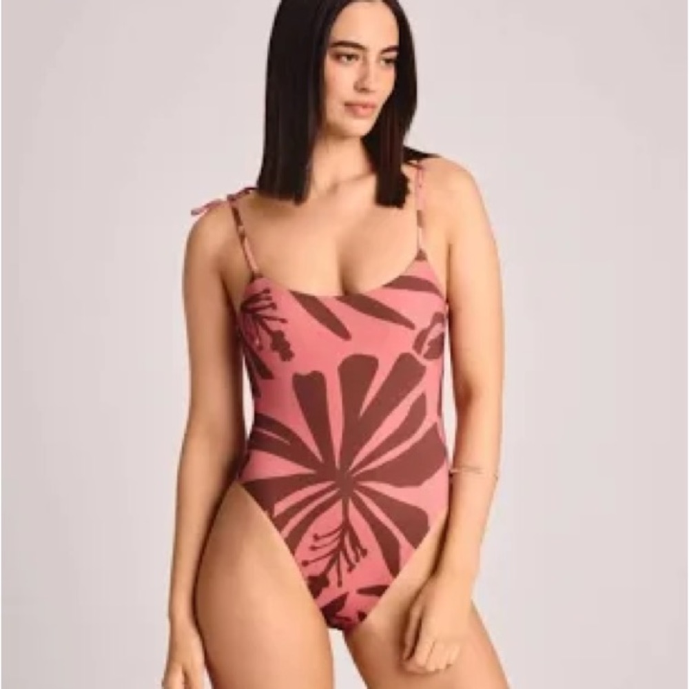 Vitamin A Coral & Burgundy Tropical-Print One-Piece Swimsuit